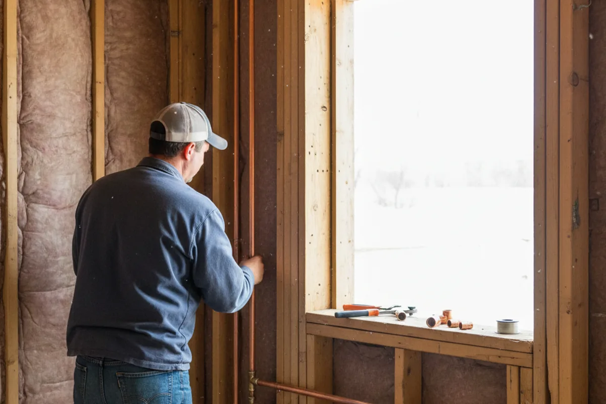 Licensed plumber running new copper supply lines in a Polkville home