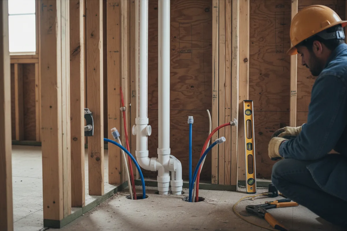 Drain and supply rough-in during Toilet Repair and Installation in Polkville