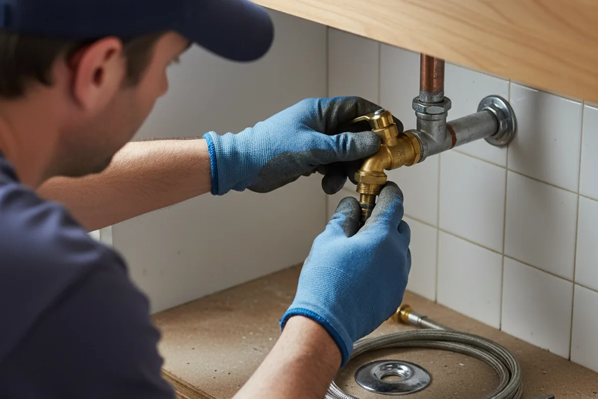 Shutoff valve and fitting work during Emergency Plumbing in Polkville
